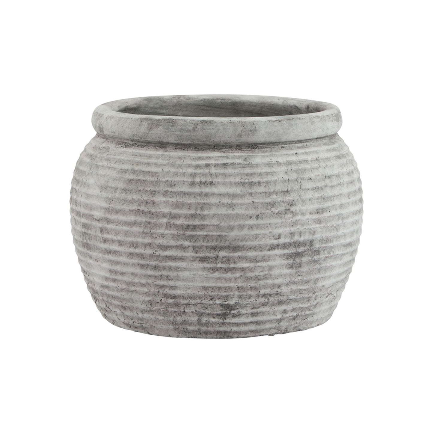 Small Soft Grey Etched Ceramic Plant Pot