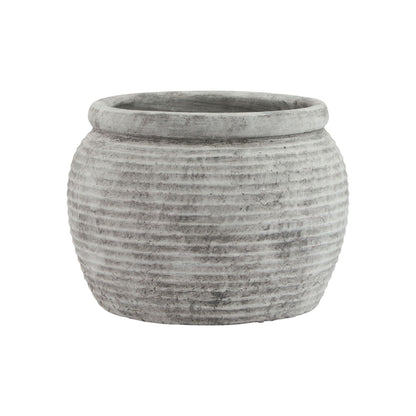 Small Soft Grey Etched Ceramic Plant Pot