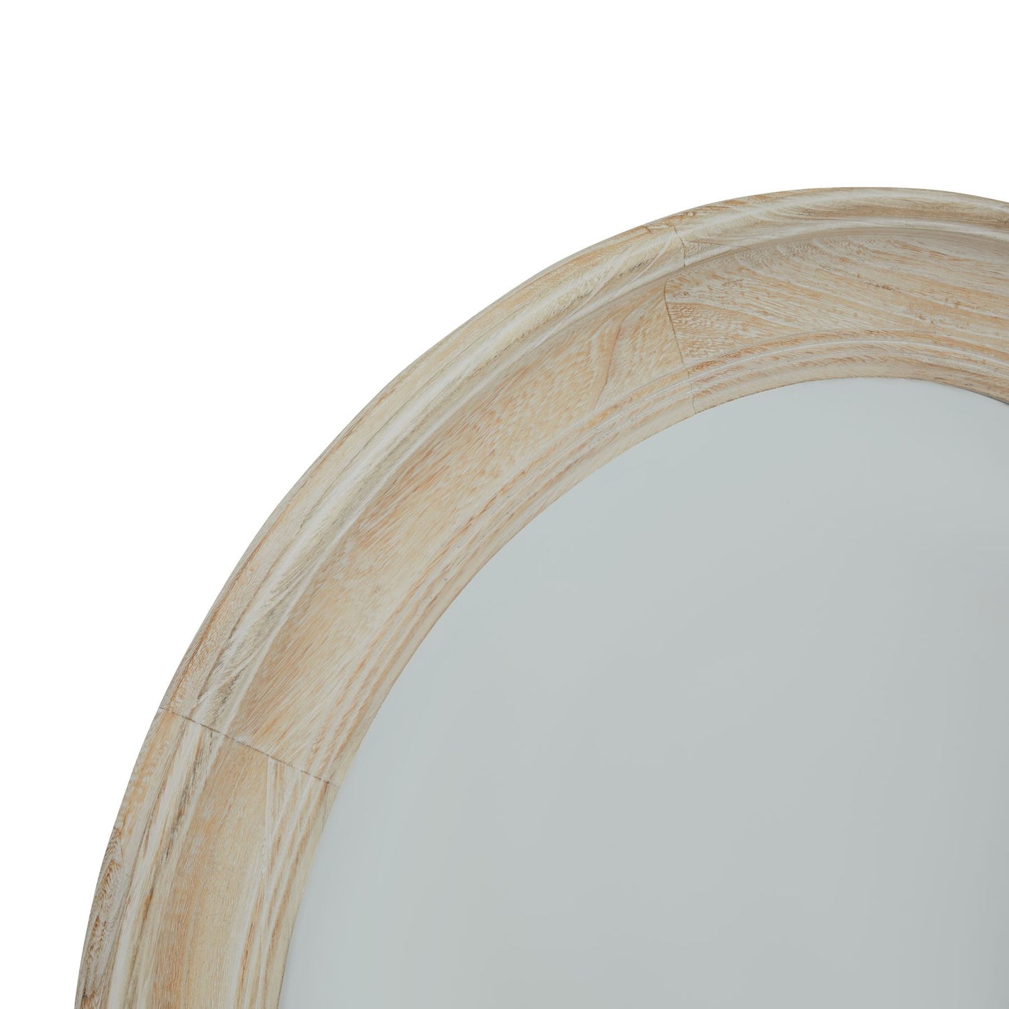 Round Natural Washed Wood Wall Mirror