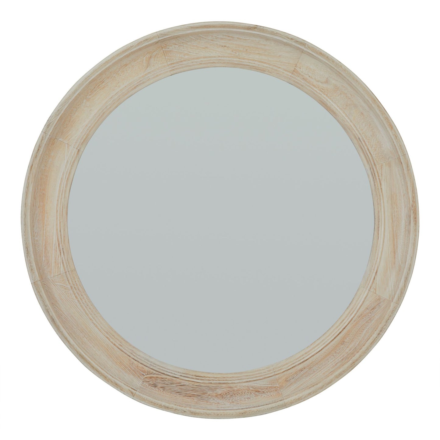 Round Natural Washed Wood Wall Mirror