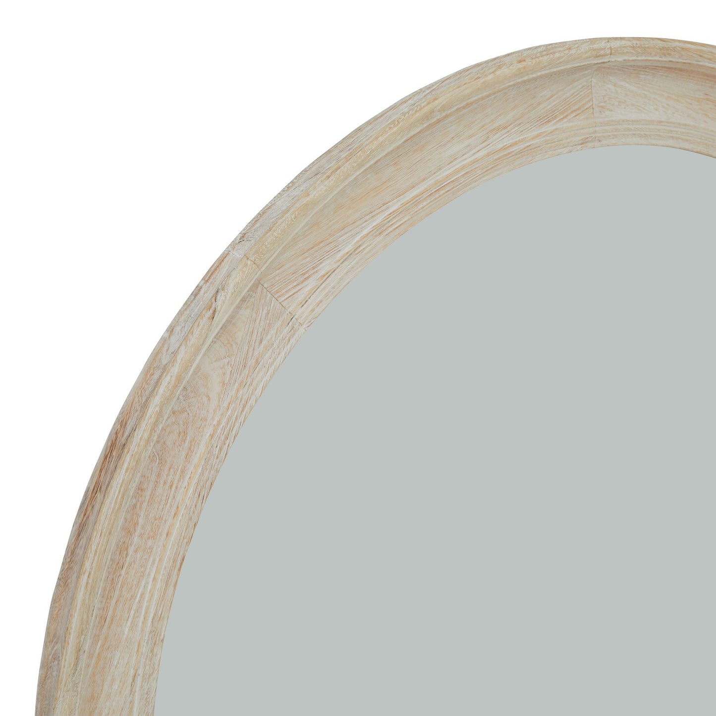 Large Round Natural Washed Wood Wall Mirror
