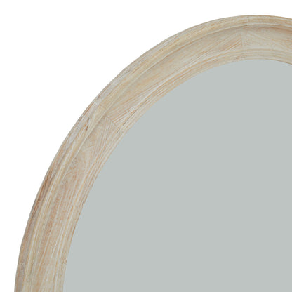 Large Round Natural Washed Wood Wall Mirror