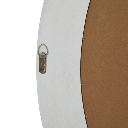 Large Round Natural Washed Wood Wall Mirror