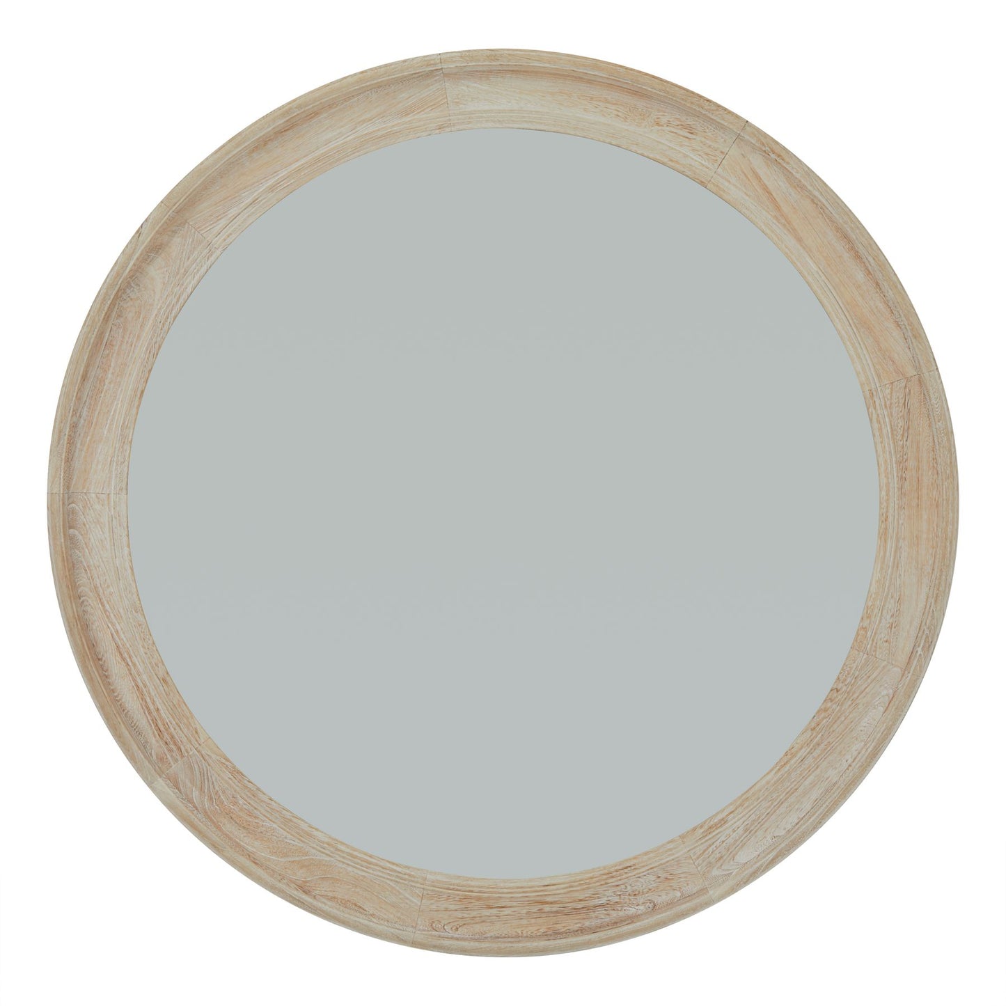 Large Round Natural Washed Wood Wall Mirror