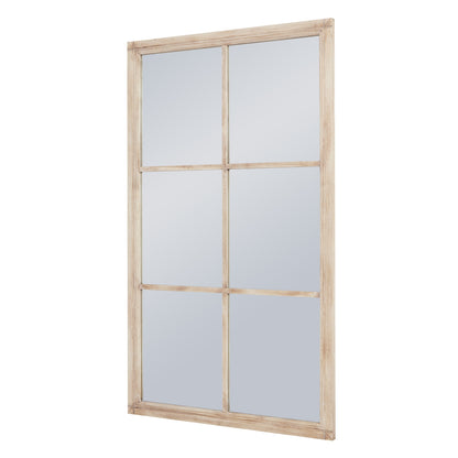 Rustic Natural Washed Wood Six Panel Window Mirror