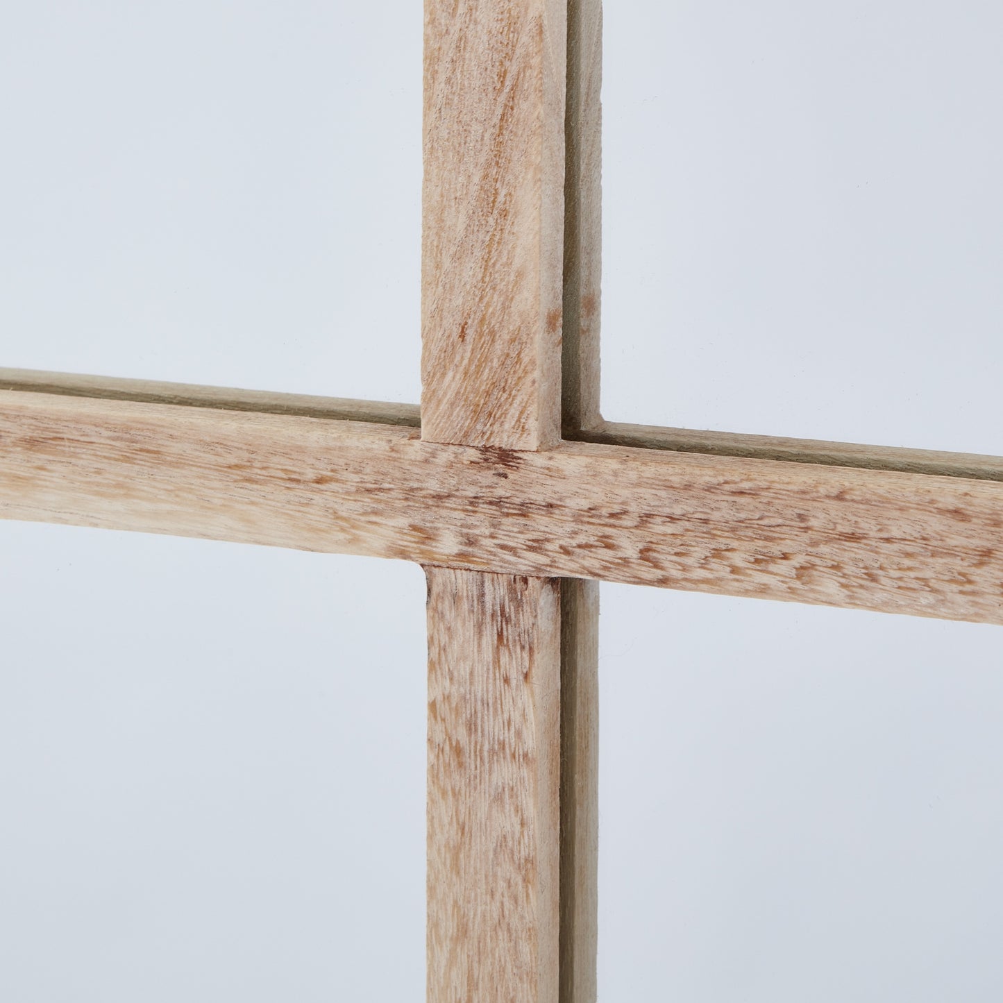 Rustic Natural Washed Wood Six Panel Window Mirror