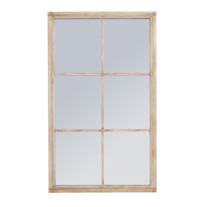 Rustic Natural Washed Wood Six Panel Window Mirror
