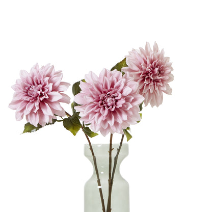 Set of 3 Artificial Flowers Pink Dahlia Stems