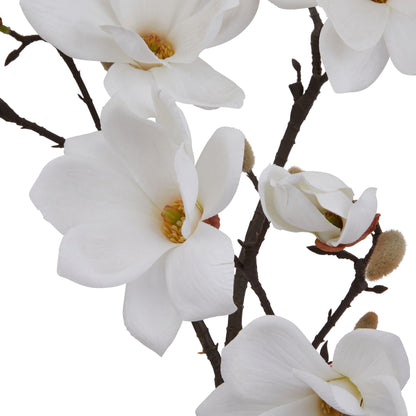 Set of 3 Artificial Flowers White Magnolia Stem
