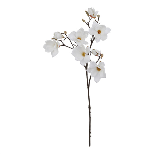 Set of 3 Artificial Flowers White Magnolia Stem