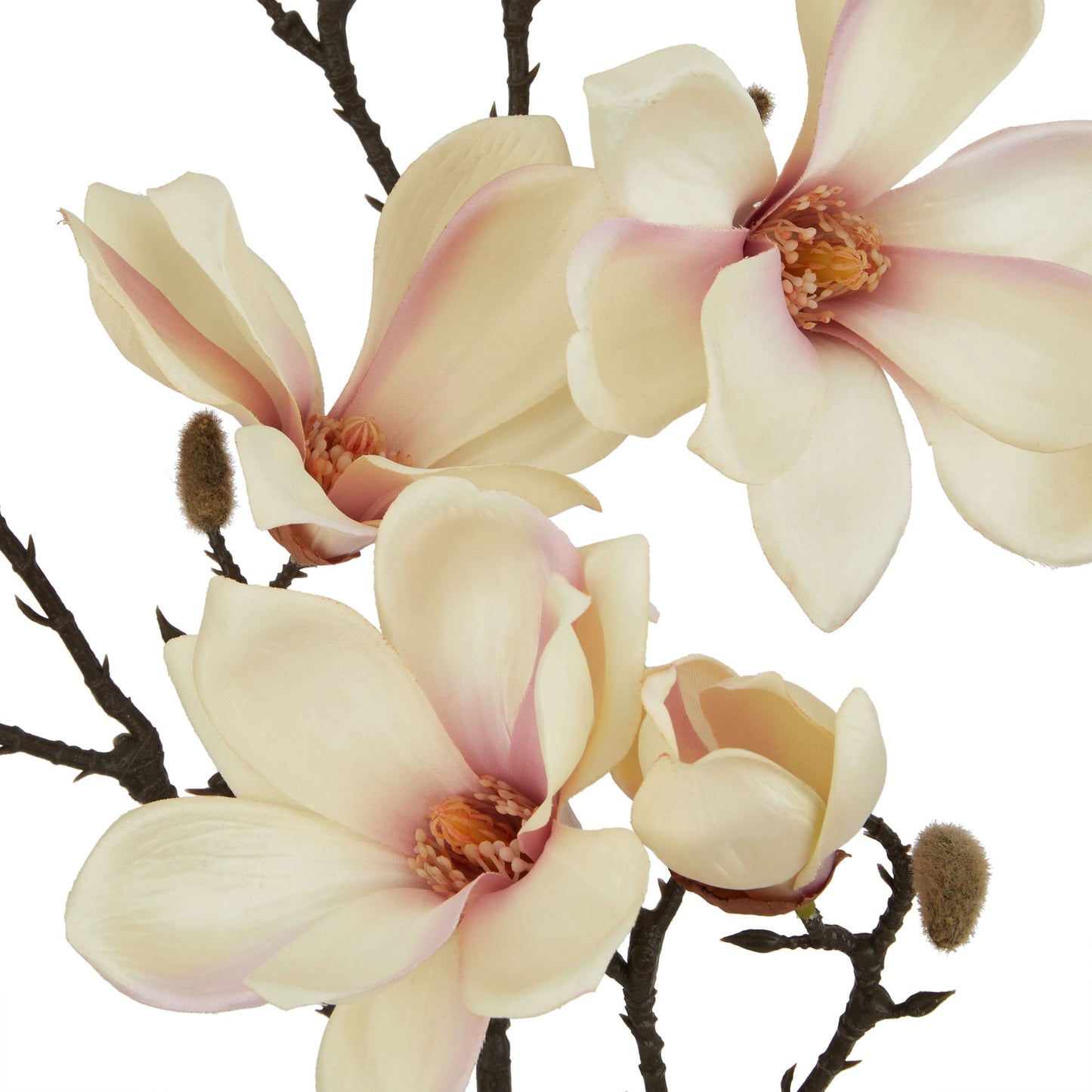 Set of 3 Artificial Flowers Pale Apricot Magnolia Stems