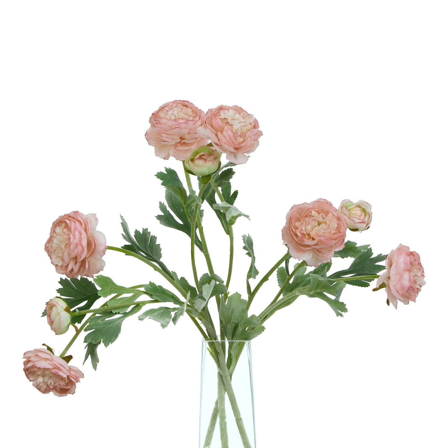 Set of 3 Artificial Flowers Pink Ranunculus Stem