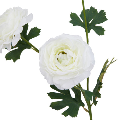 Set of 3 Artificial Flowers White Ranunculus Stem
