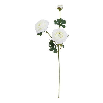 Set of 3 Artificial Flowers White Ranunculus Stem