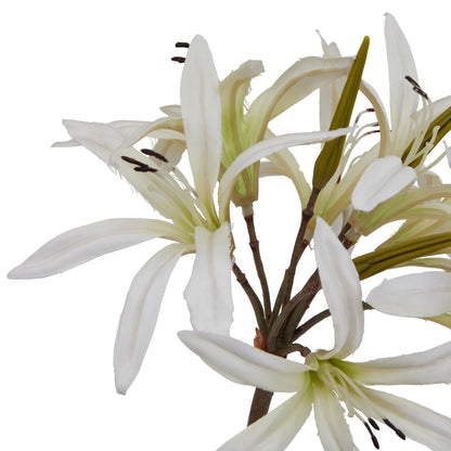 Set of 3 Artificial Flowers White Nerine Lily Stems