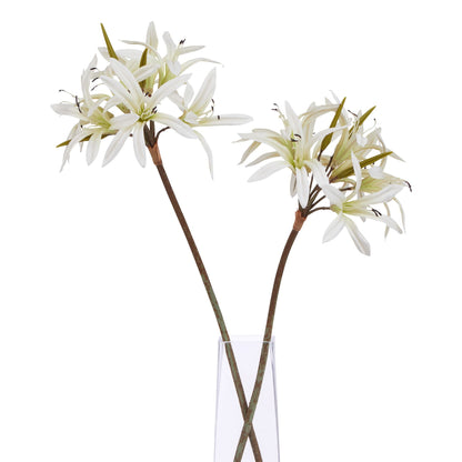 Set of 3 Artificial Flowers White Nerine Lily Stems