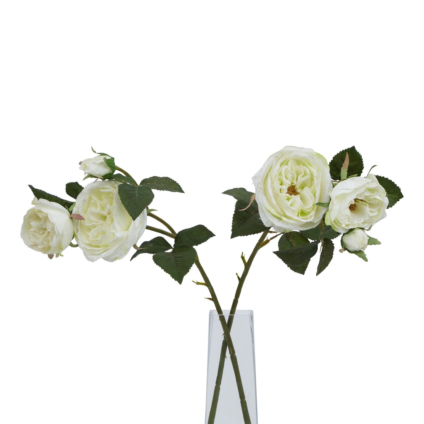 Set of 3 Artificial Flowers White Charity Rose Stems