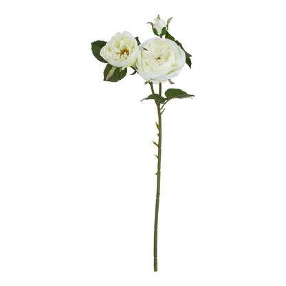 Set of 3 Artificial Flowers White Charity Rose Stems