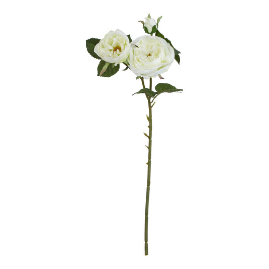 Set of 3 Artificial Flowers White Charity Rose Stems