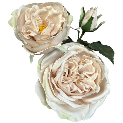 Set of 3 Artificial Flowers Soft Blush Charity Rose Stems