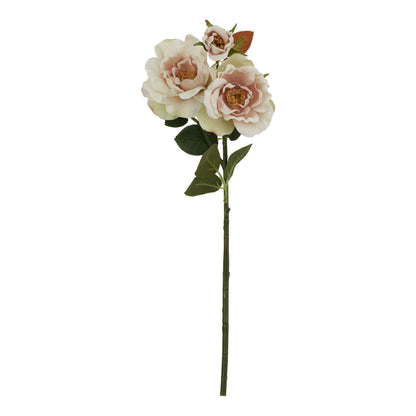 Set of 3 Artificial Flowers Palest Blush Tea Rose Stems