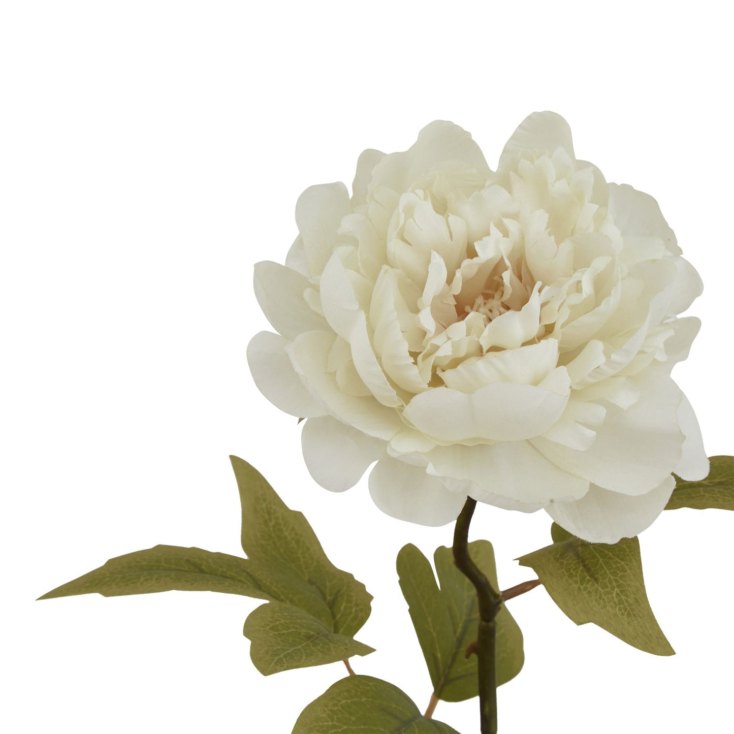 Set of 3 Artificial Flowers Cream Peony Stem