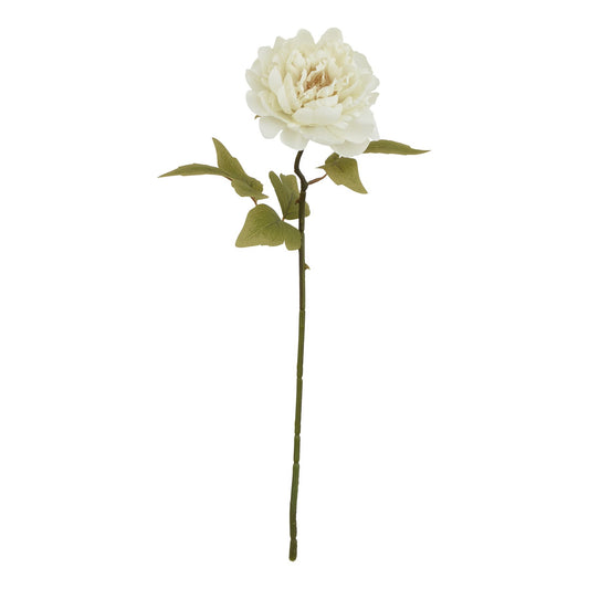 Set of 3 Artificial Flowers Cream Peony Stem