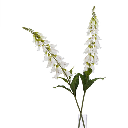 Set of 3 Artificial Flowers White Foxglove Stems
