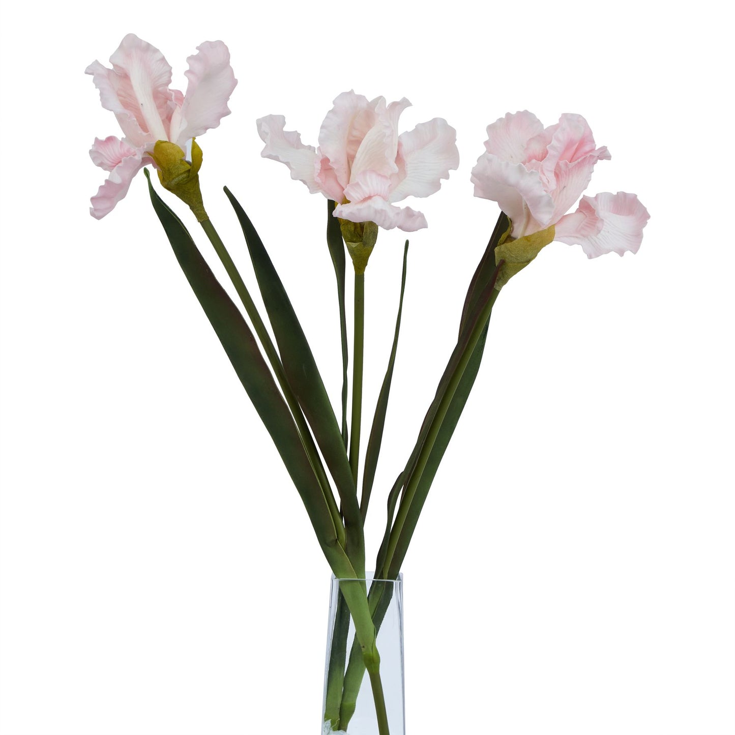 Set of 3 Artificial Flowers Pale Pink Fringed Iris Stems