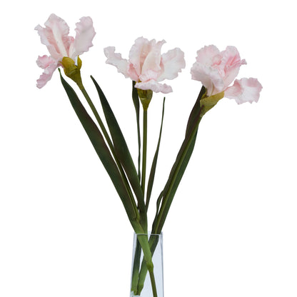 Set of 3 Artificial Flowers Pale Pink Fringed Iris Stems