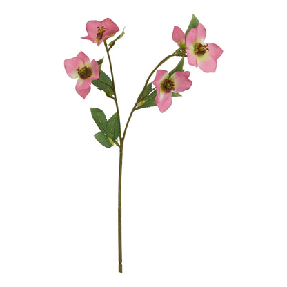 Set of 3 Artificial Flowers Pink Variegated Hellebore Stem