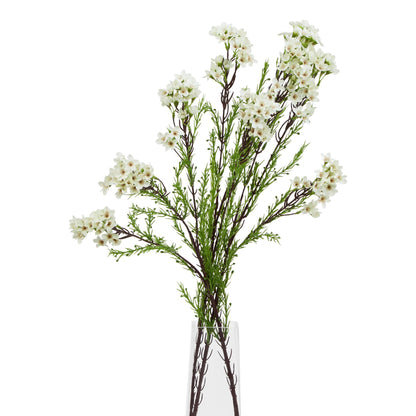 Set of 3 Artificial Flowers White Waxflower Stems