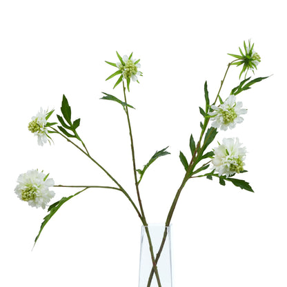 Set of 3 Artificial Flowers White Scabious Stems