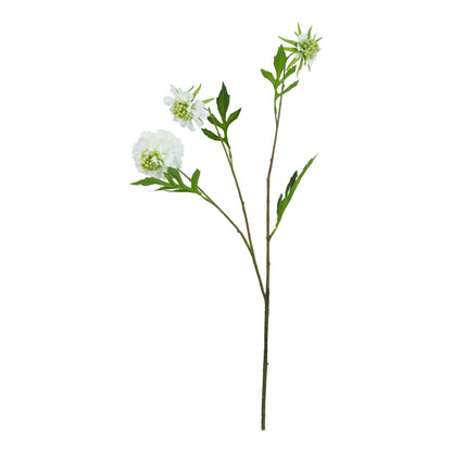 Set of 3 Artificial Flowers White Scabious Stems