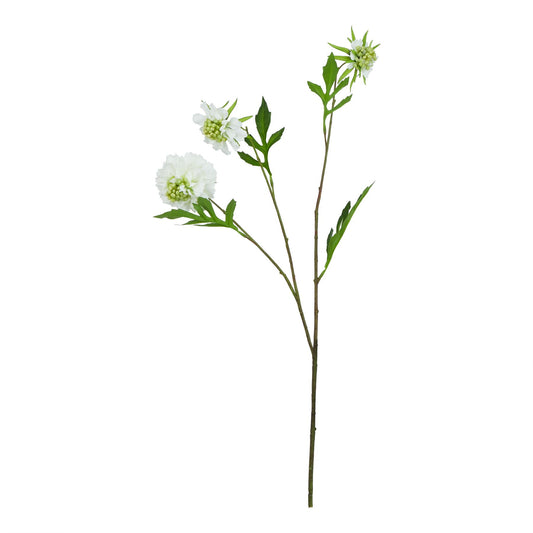 Set of 3 Artificial Flowers White Scabious Stems