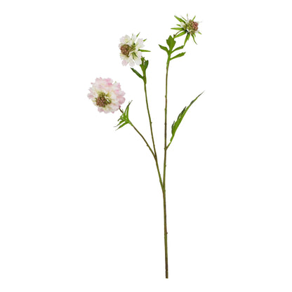 Set of 3 Artificial Flowers Pale Pink Scabious Stems