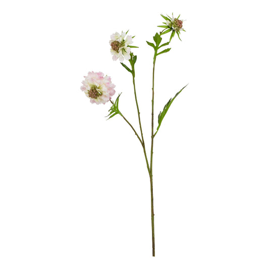Set of 3 Artificial Flowers Pale Pink Scabious Stems
