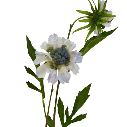 Set of 3 Artificial Flowers Pale Blue Scabious Stems