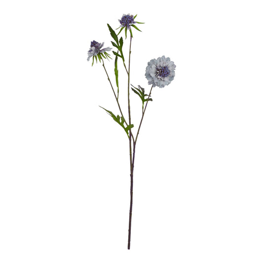 Set of 3 Artificial Flowers Pale Blue Scabious Stems