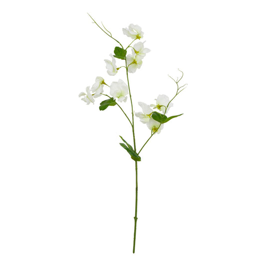Set of 3 Artificial Flowers White Sweet Pea Stems