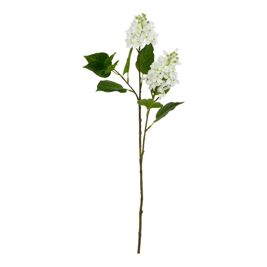 Set of 3 Artificial Flowers White Lilac Stems