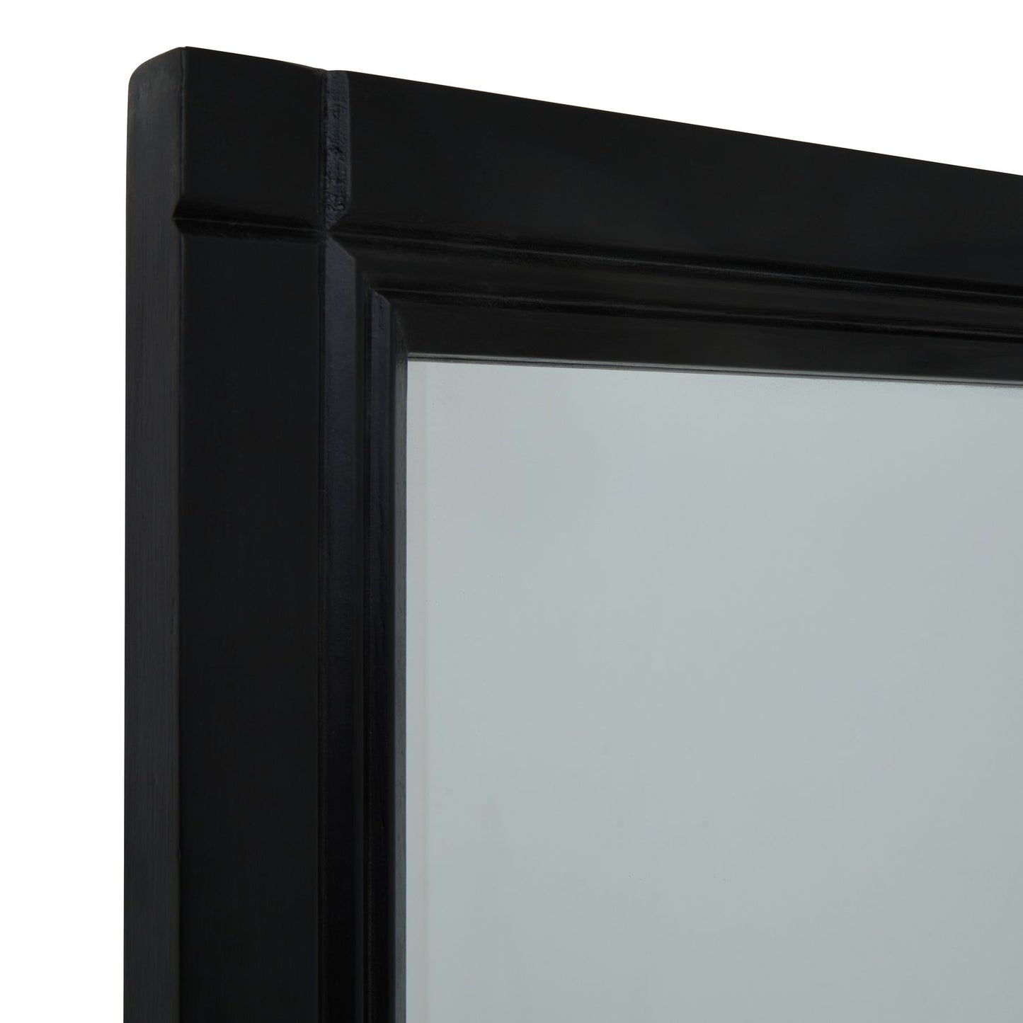 Leaning Rustic Window Pane Wall Mirror with Black Wood Frame
