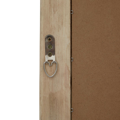 Leaning Rustic Window Pane Wall Mirror with Natural Wood Frame