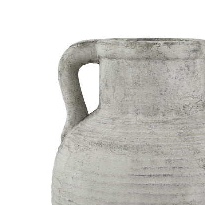 Meadowhaze Stoneware Amphora Soft Grey Tall Vase with Handles