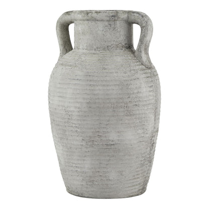 Meadowhaze Stoneware Amphora Soft Grey Tall Vase with Handles
