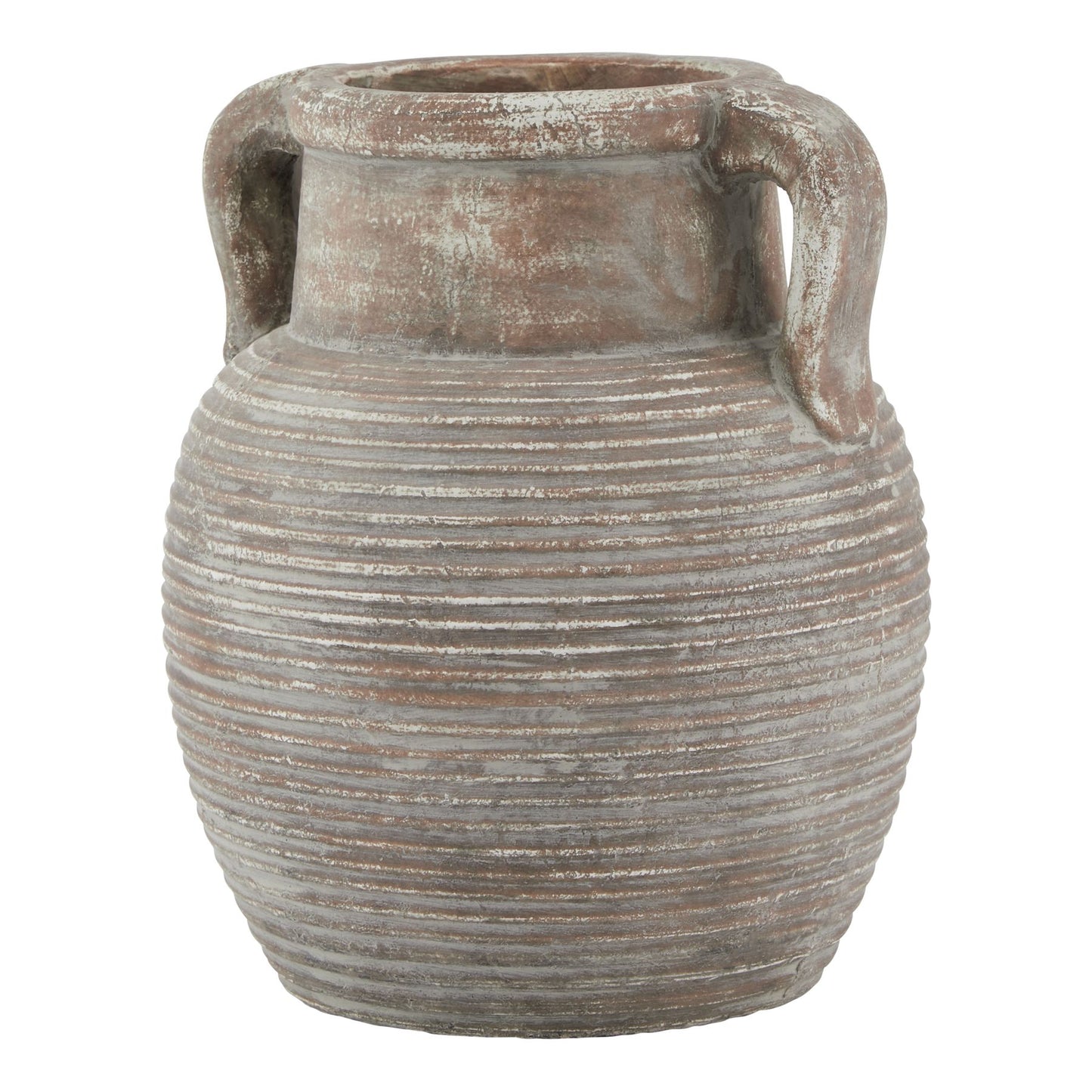Meadowhaze Stoneware Amphora Soft Brown Wide Vase with Handles