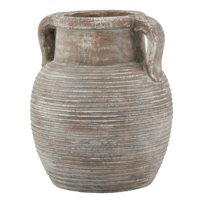 Meadowhaze Stoneware Amphora Soft Brown Wide Vase with Handles