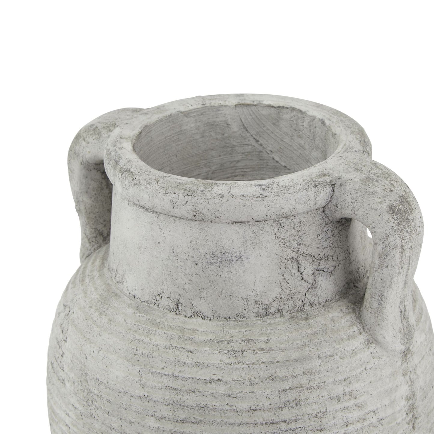 Meadowhaze Stoneware Amphora Soft Grey Wide Vase with Handles