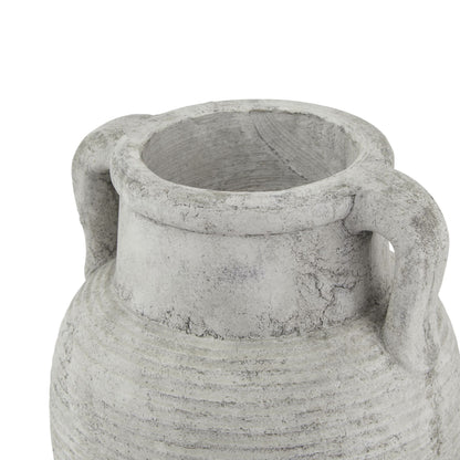 Meadowhaze Stoneware Amphora Soft Grey Wide Vase with Handles