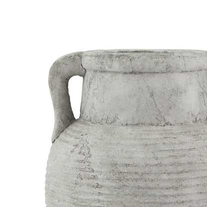Meadowhaze Stoneware Amphora Soft Grey Wide Vase with Handles